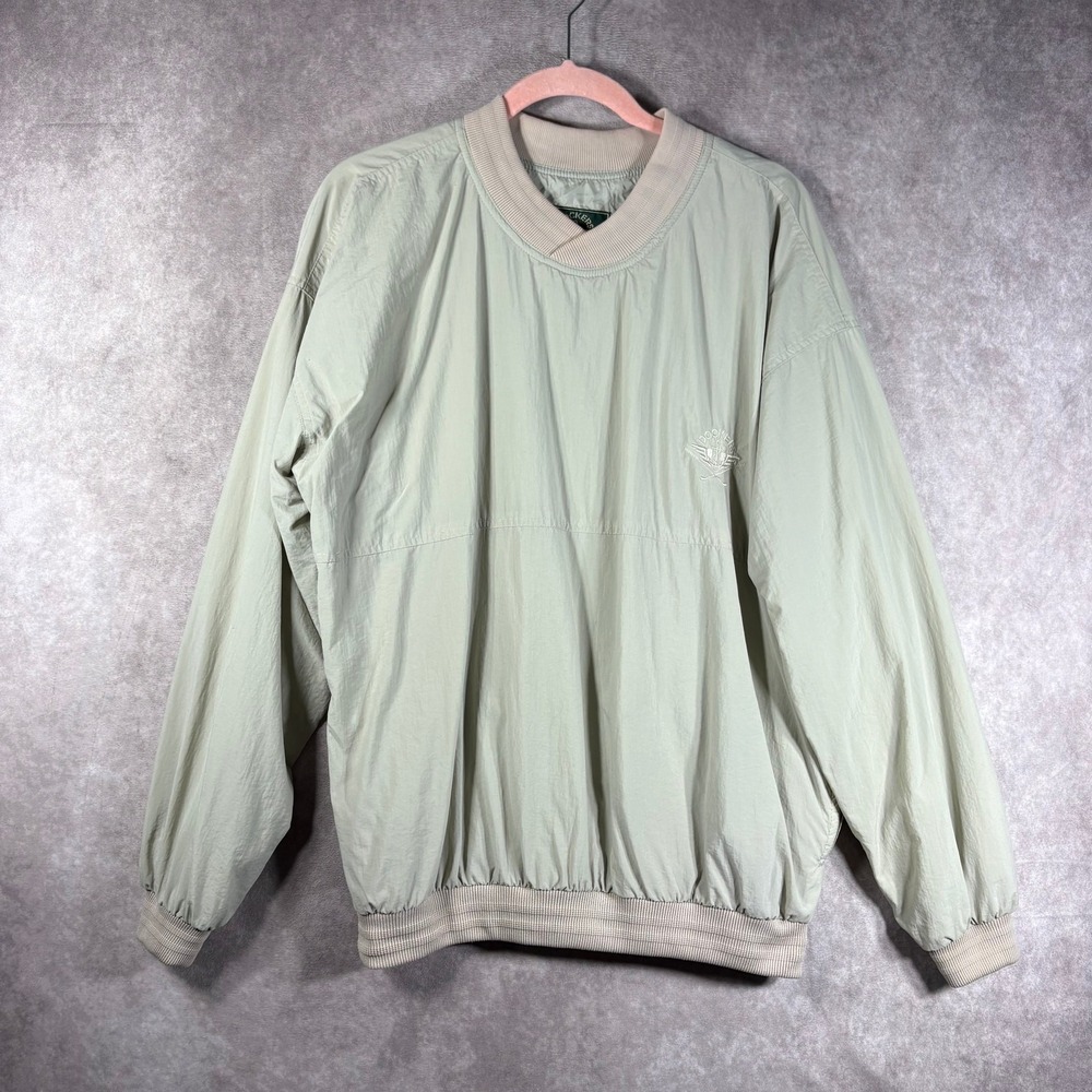 Vintage 90s Dockers Golf Jacket Mens Medium Beige Windbreaker Pullover Outdoor